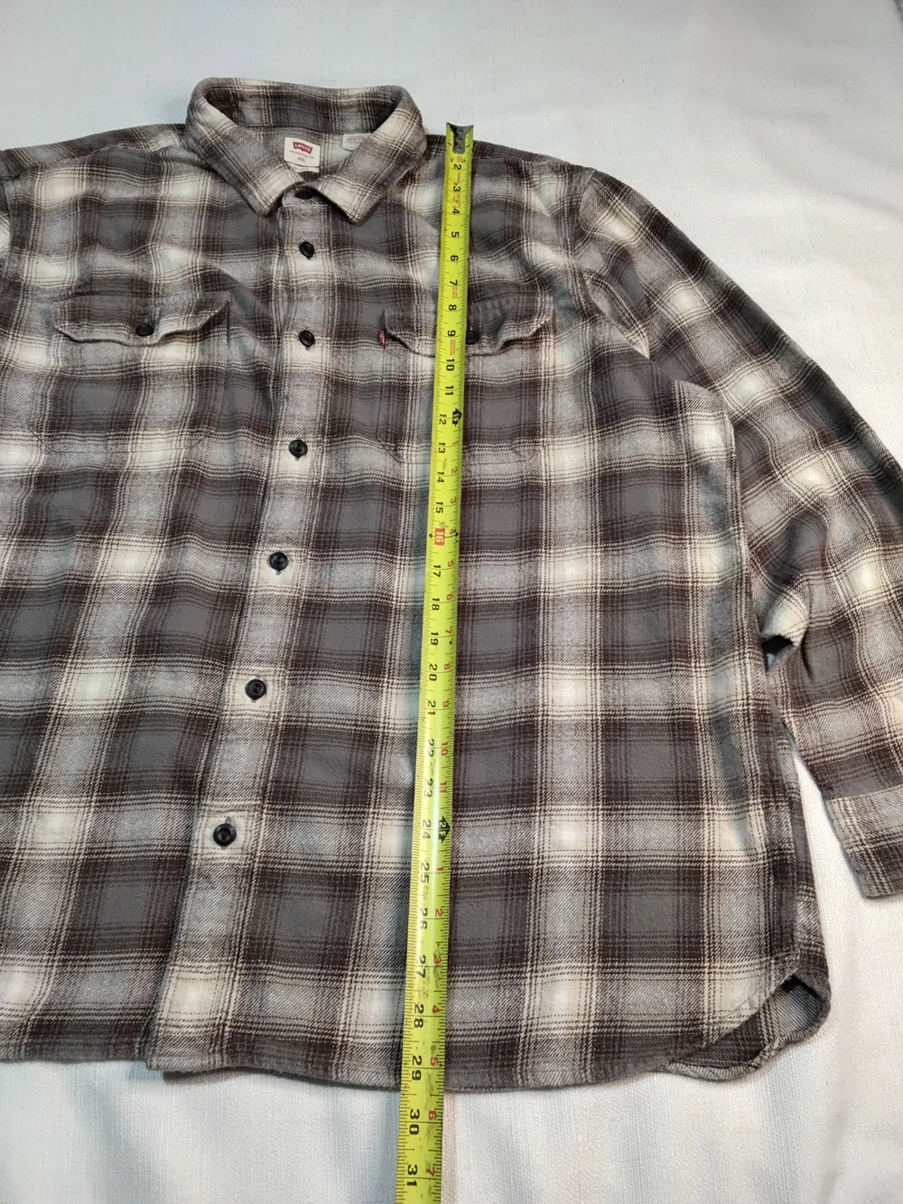 Levi's Gray & White Plaid Long-Sleeve Button-Down Shirt Flannel Sz XXL.